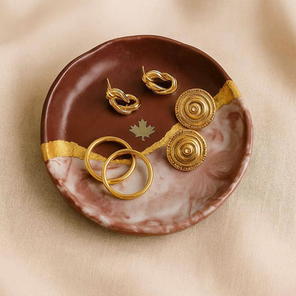 Regal Maroon Luxury Jewelry Organizer Tray with Golden Accents | Fankaarlok - Fankaarlok