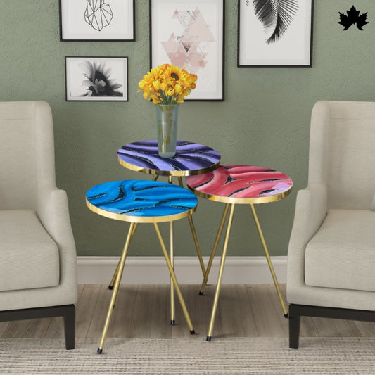 Side Tables for Living Room – Modern Epoxy Nesting Table Set | Fankaarlok