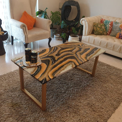 Golden Swirl Elegance – Buy Luxury Center Table Online | Fankaarlok