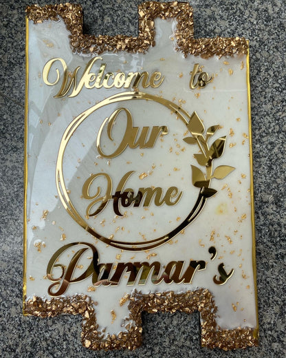 Main Door Family Signage | Personalized “Welcome to Our Home” Nameplate