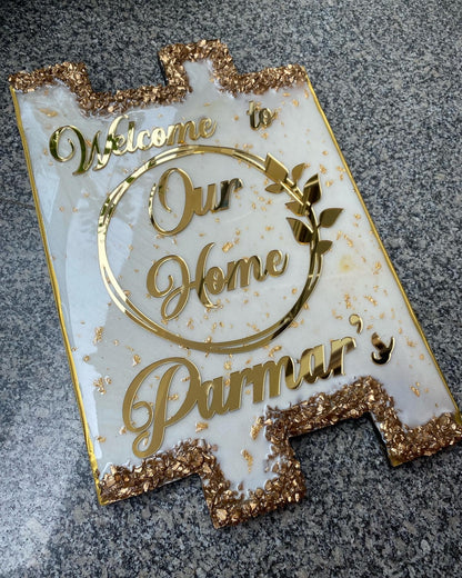 Main Door Family Signage | Personalized “Welcome to Our Home” Nameplate