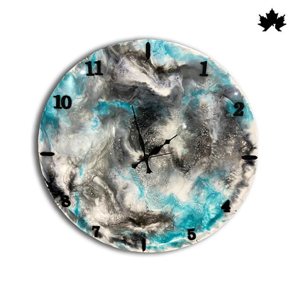 Aqua Smoke Resin Art Clock – Abstract Cloud Design | Modern Clock for Bedroom by Fankaarlok