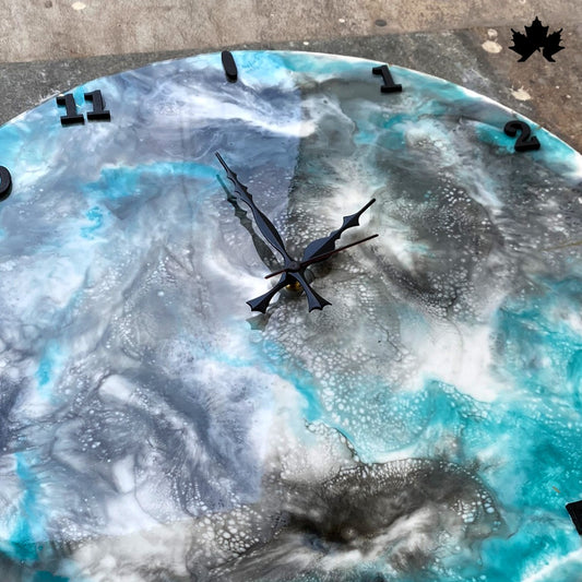 Aqua Smoke Resin Art Clock – Abstract Cloud Design | Modern Clock for Bedroom by Fankaarlok