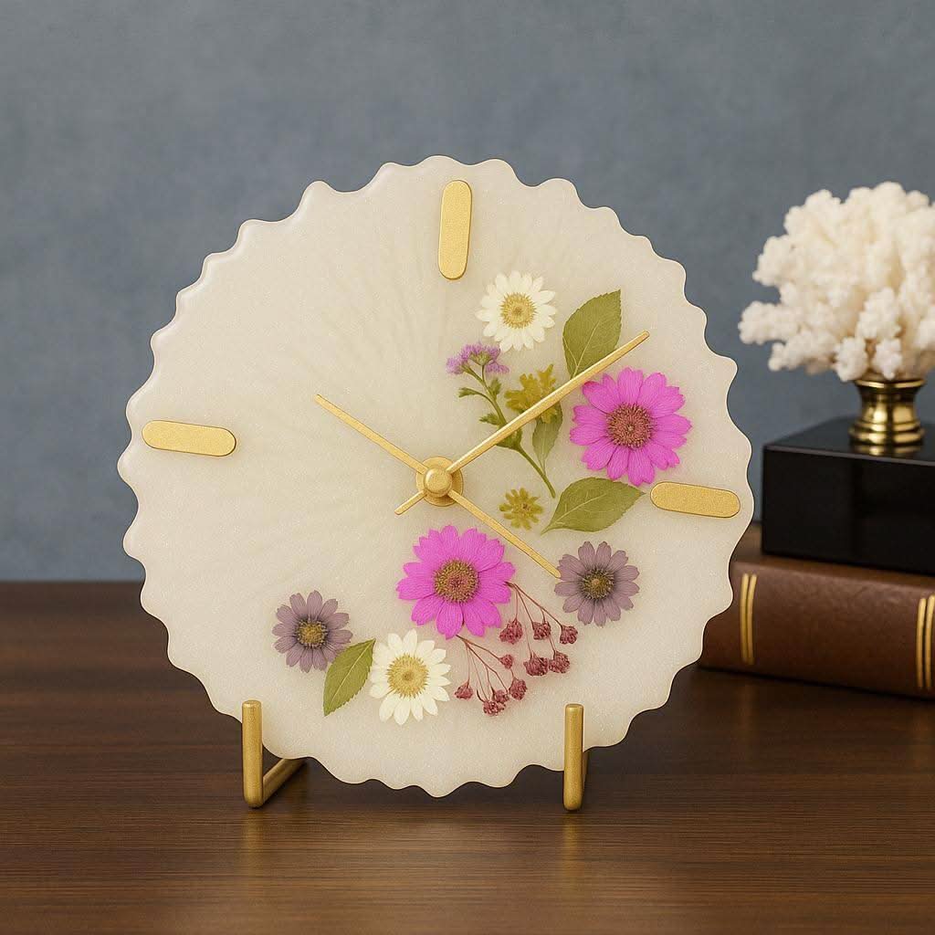 Floral Harmony Desk Clock – Premium Corporate Gifts India | Fankaarlok - Fankaarlok
