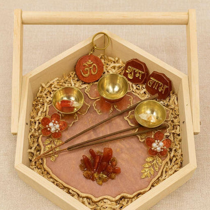 Designer Pooja Thali for Diwali | Luxury Festive Gift Hamper with Diyas & Shubh Laabh - Fankaarlok