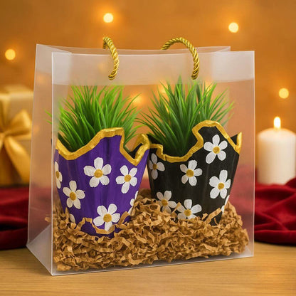 Plant Gift Combo Set | Designer Planters with Faux Greenery - Fankaarlok