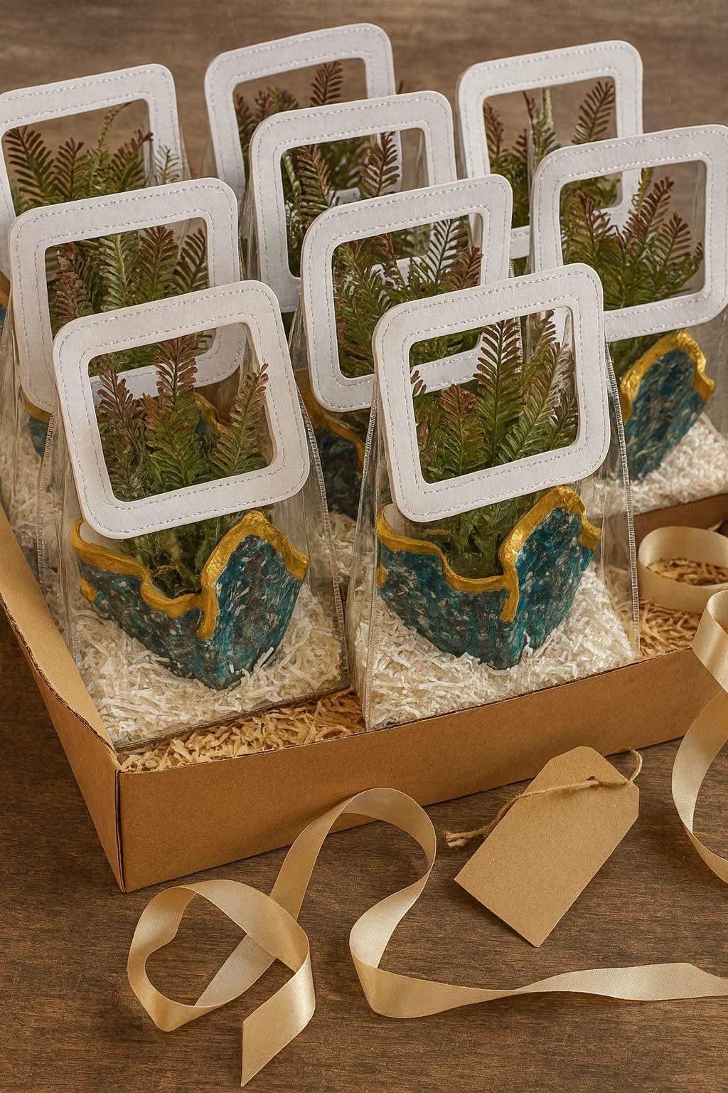 Desk Planter Gift Hamper | Handcrafted Blue Planter with Faux Green Plant - Fankaarlok