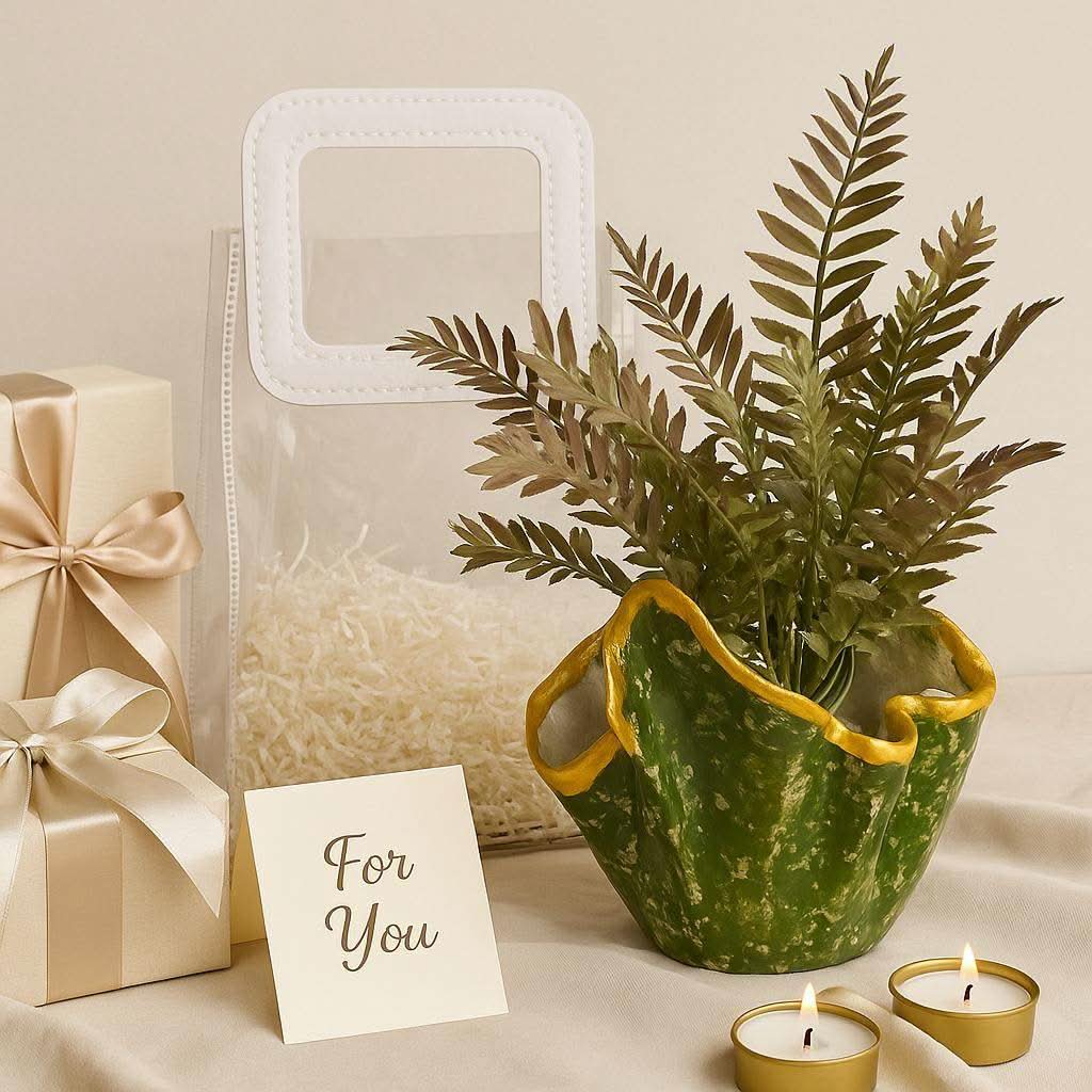 Indoor Plant Gift Hamper | Designer Planter with Faux Greenery - Fankaarlok