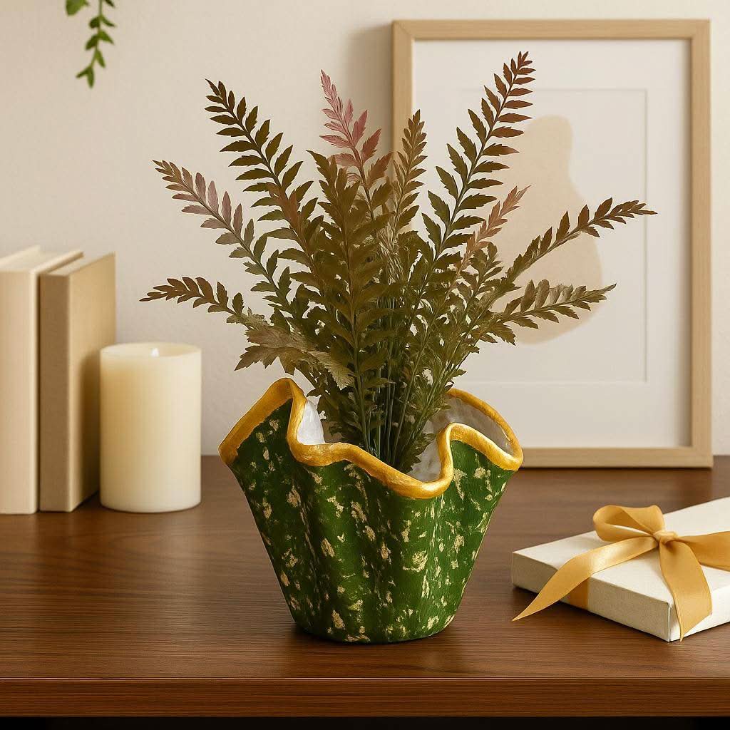 Indoor Plant Gift Hamper | Designer Planter with Faux Greenery - Fankaarlok