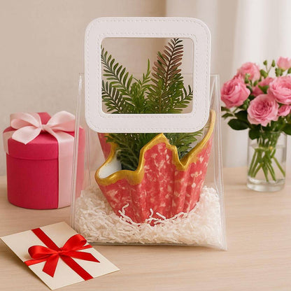 Luxury Planter Gift Set Online | Designer Red Planter with Faux Greenery - Fankaarlok