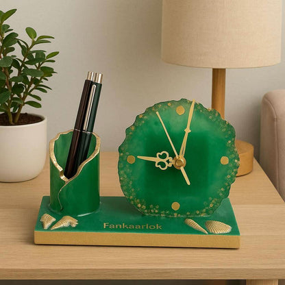 Luxury Office Desk Gift Set | Table Clock with Pen Stand - Fankaarlok