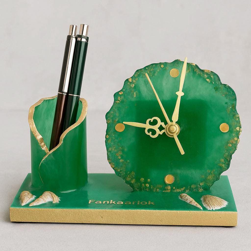 Luxury Office Desk Gift Set | Table Clock with Pen Stand - Fankaarlok