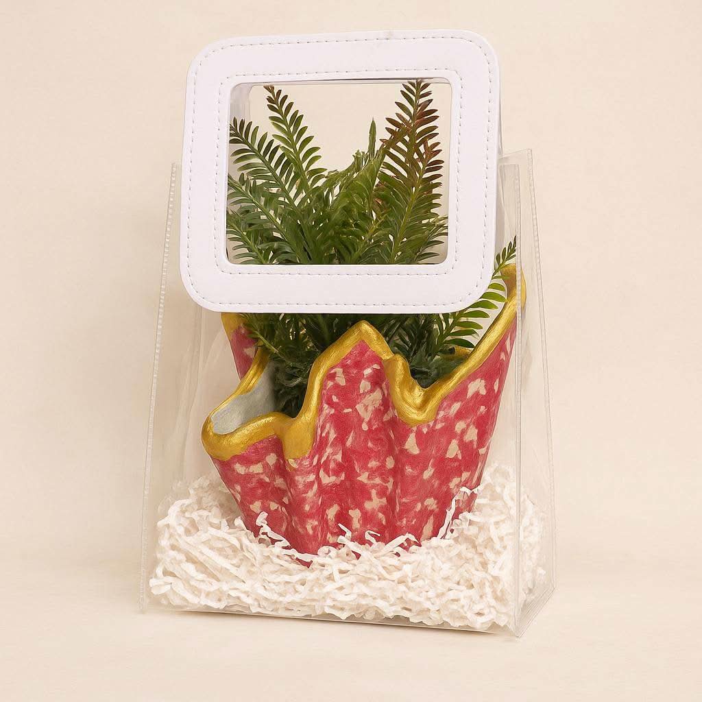 Luxury Planter Gift Set Online | Designer Red Planter with Faux Greenery - Fankaarlok