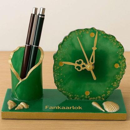 Luxury Office Desk Gift Set | Table Clock with Pen Stand - Fankaarlok