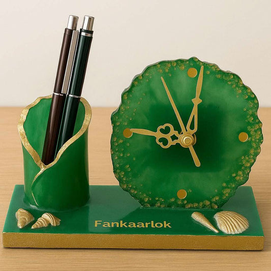 Luxury Office Desk Gift Set | Table Clock with Pen Stand - Fankaarlok