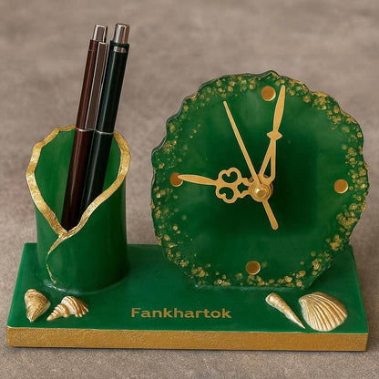 Luxury Office Desk Gift Set | Table Clock with Pen Stand - Fankaarlok