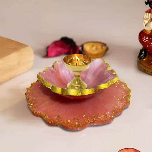 Blush Lotus Diya Holder - Graceful Jyot and Diya Holder for Aarti and Pooja Rituals - Fankaarlok
