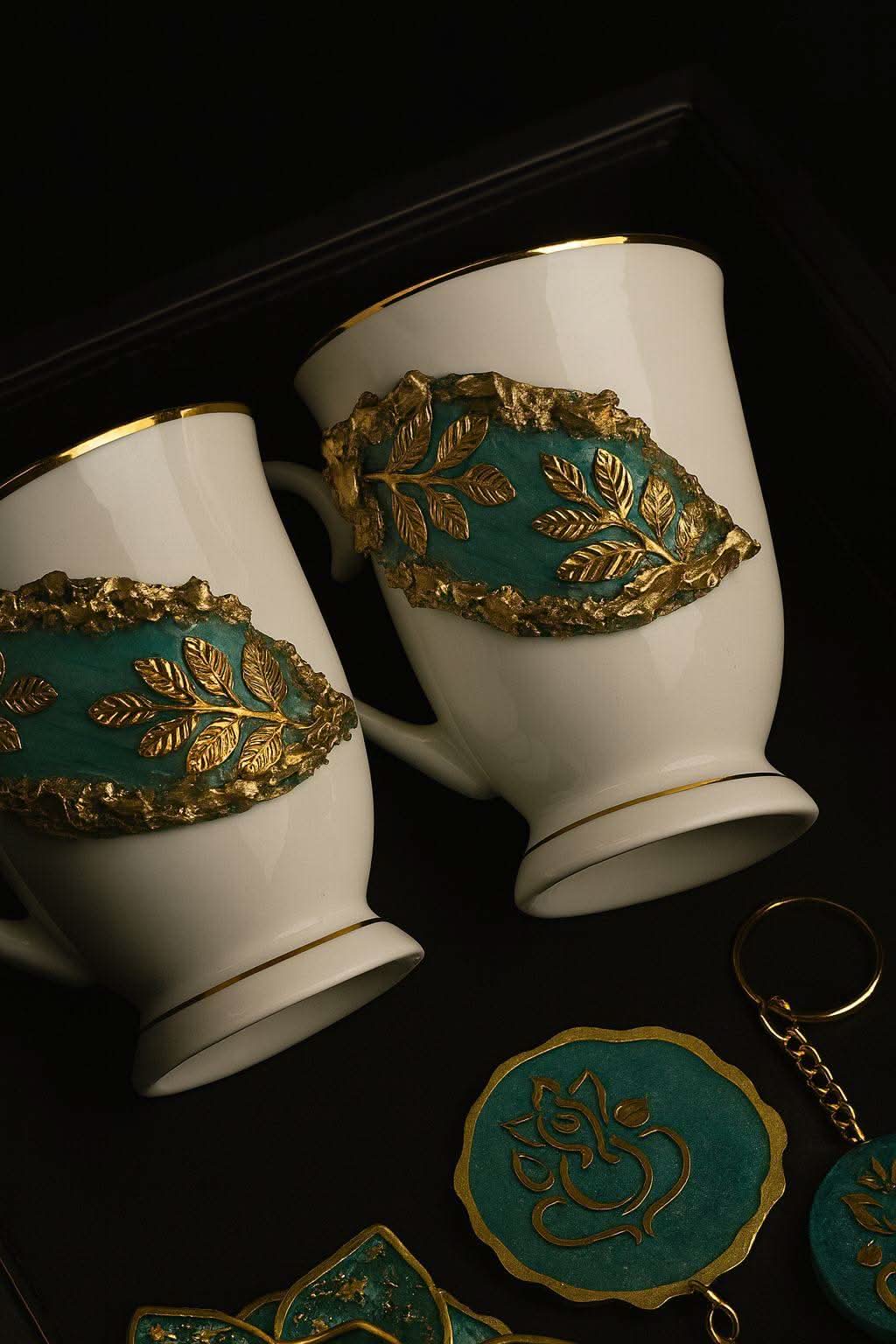 Luxury Crockery Gift Hamper | Custom Designer Mugs with Coasters & Accessories - Fankaarlok