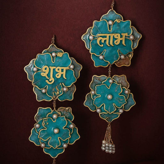 Handmade Diwali Shubh Labh Hanging with Pearls & Golden Detailing | Fankaarlok - Fankaarlok