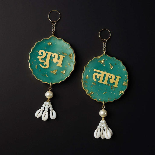 Designer Shubh Labh Toran with Golden Accents & Pearl Tassels | Fankaarlok - Fankaarlok