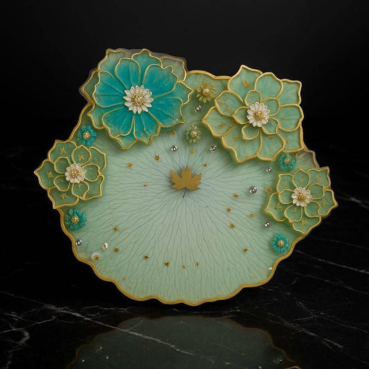 Aqua Bloom Unique Pooja Thali Design with Handcrafted Floral Art | Fankaarlok - Fankaarlok