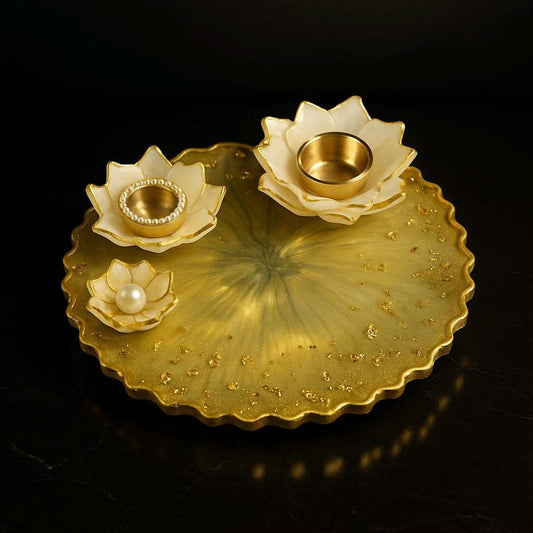 Golden Lotus Elegance – Best Pooja Thali for Gifting | Fankaarlok - Fankaarlok