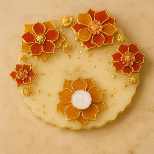 Floral Grace Designer Pooja Thali with Decorative Detailing | Fankaarlok - Fankaarlok