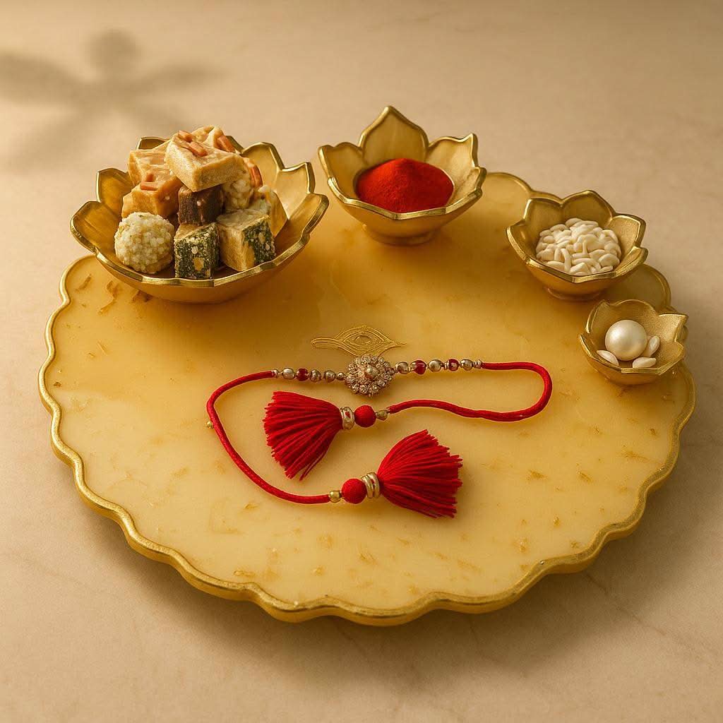 Buy Pooja Thali Online India | Luxury Designer Pooja Thali with Bowls - Fankaarlok