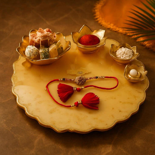 Buy Pooja Thali Online India | Luxury Designer Pooja Thali with Bowls - Fankaarlok