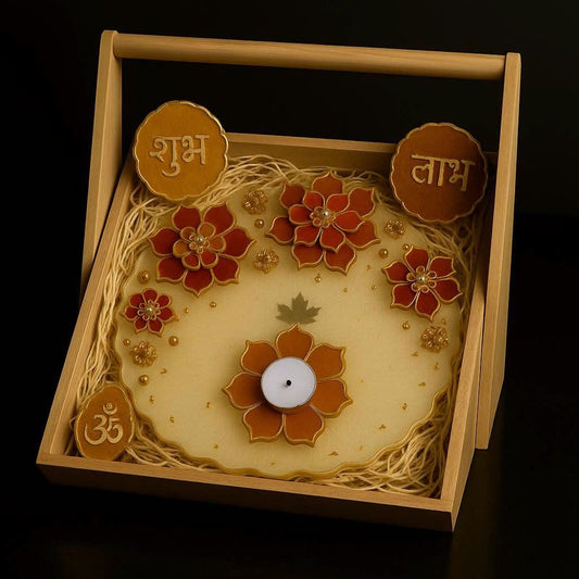Corporate Diwali Gift Hamper India | Luxury Pooja Thali with Shubh Laabh - Fankaarlok