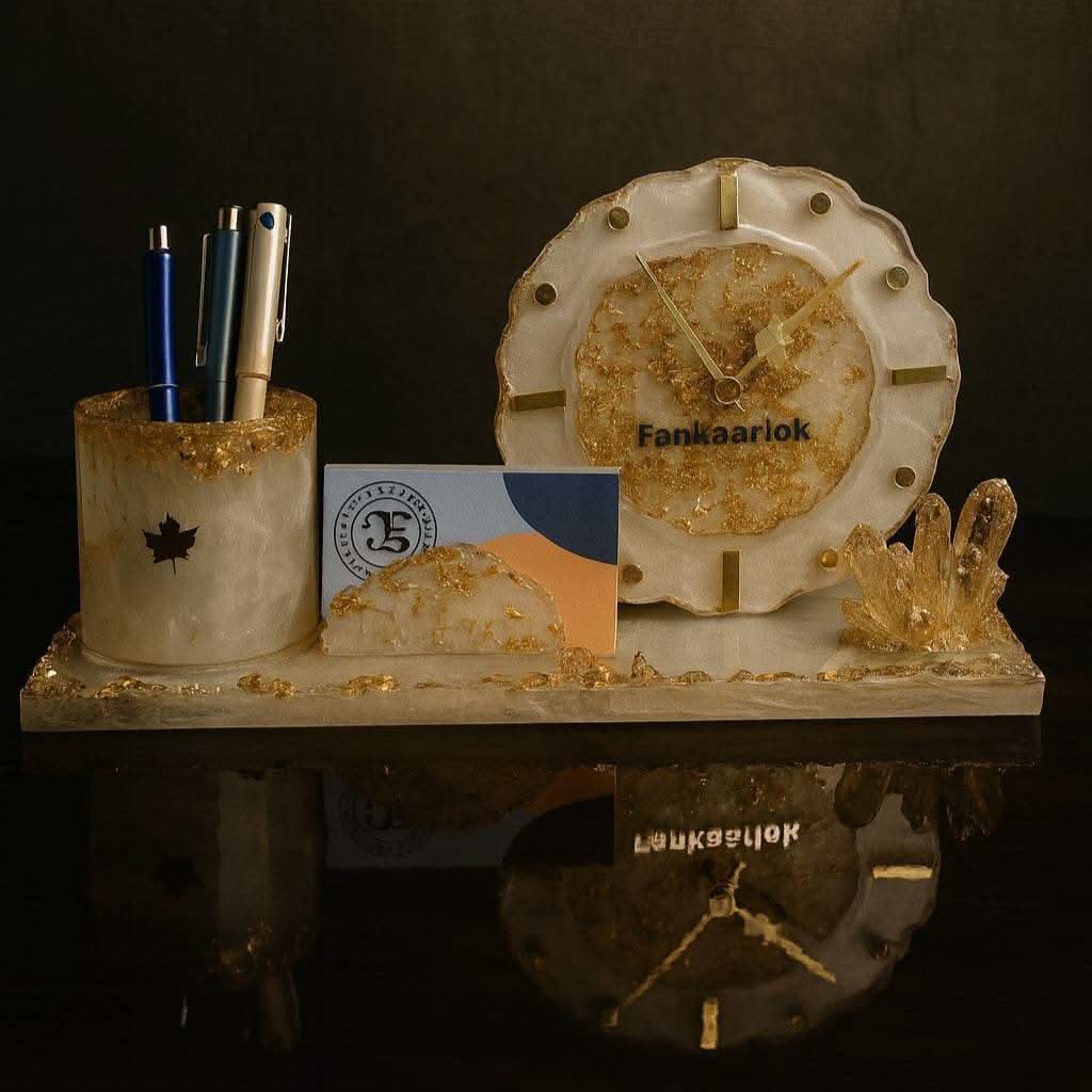Elegant Desk Organiser with Clock – Premium Office & Home Organizer - Fankaarlok