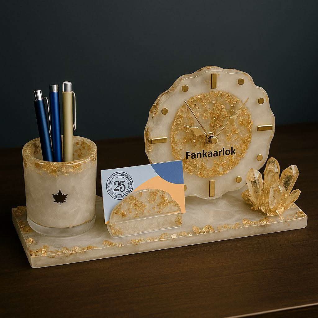 Elegant Desk Organiser with Clock – Premium Office & Home Organizer - Fankaarlok