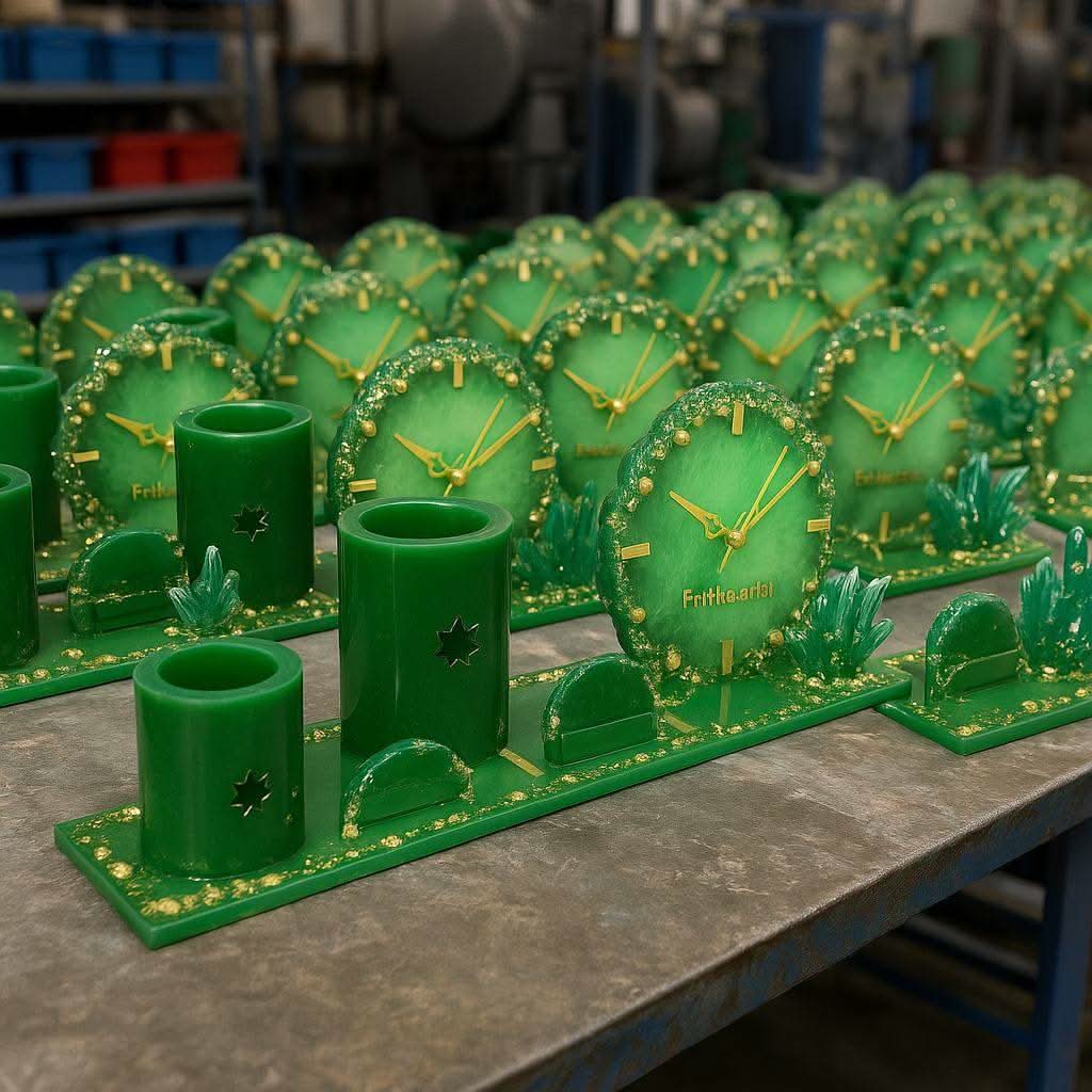 Emerald Luxe Table Clock Pen Holder | Fankaarlok - Fankaarlok