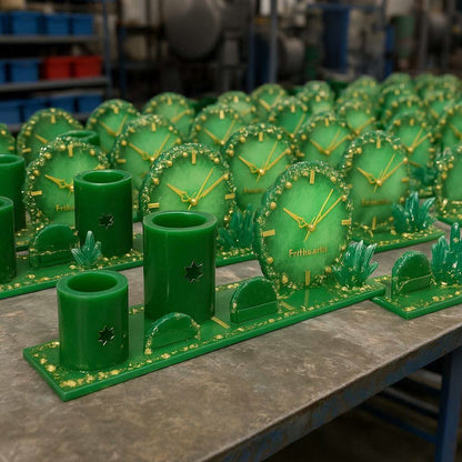 Emerald Luxe Table Clock Pen Holder | Fankaarlok - Fankaarlok