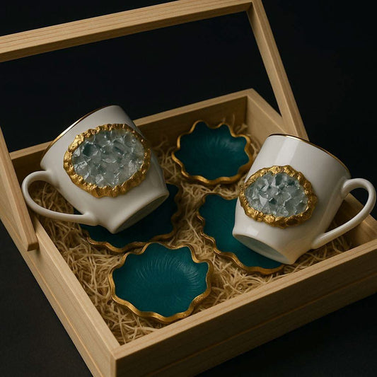 Buy Designer Cup Set Online | Luxury Handcrafted Cup & Coaster Gift Hamper - Fankaarlok