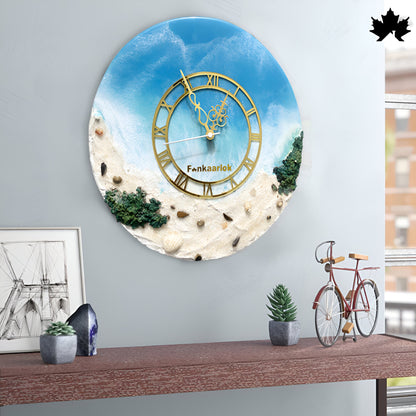 Premium Ocean Wave Resin Art Collection | Wall Clock for Office by Fankaarlok