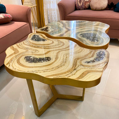 Set of 2 Center Tables – Luxury Geode Epoxy Coffee Table Set | Fankaarlok
