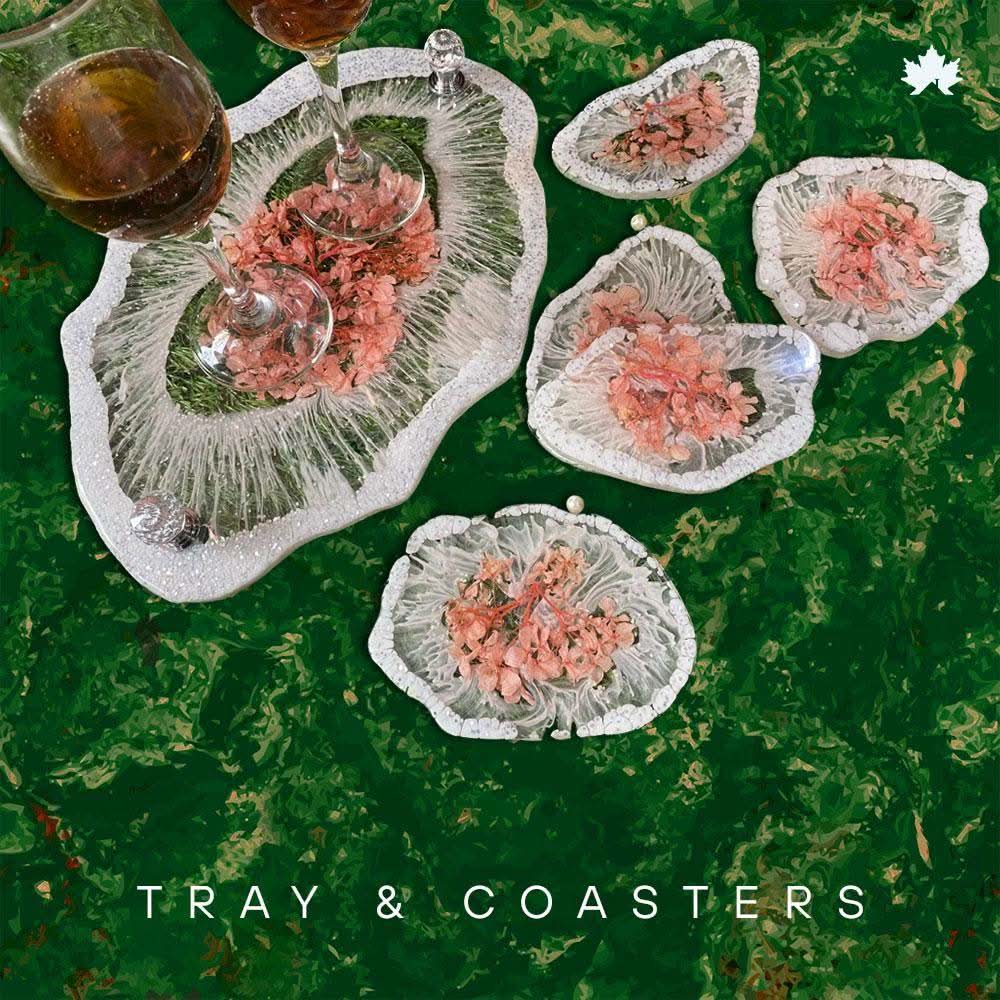 Designer Tray and Coaster Combo | Luxury Handcrafted Tableware Set - Fankaarlok