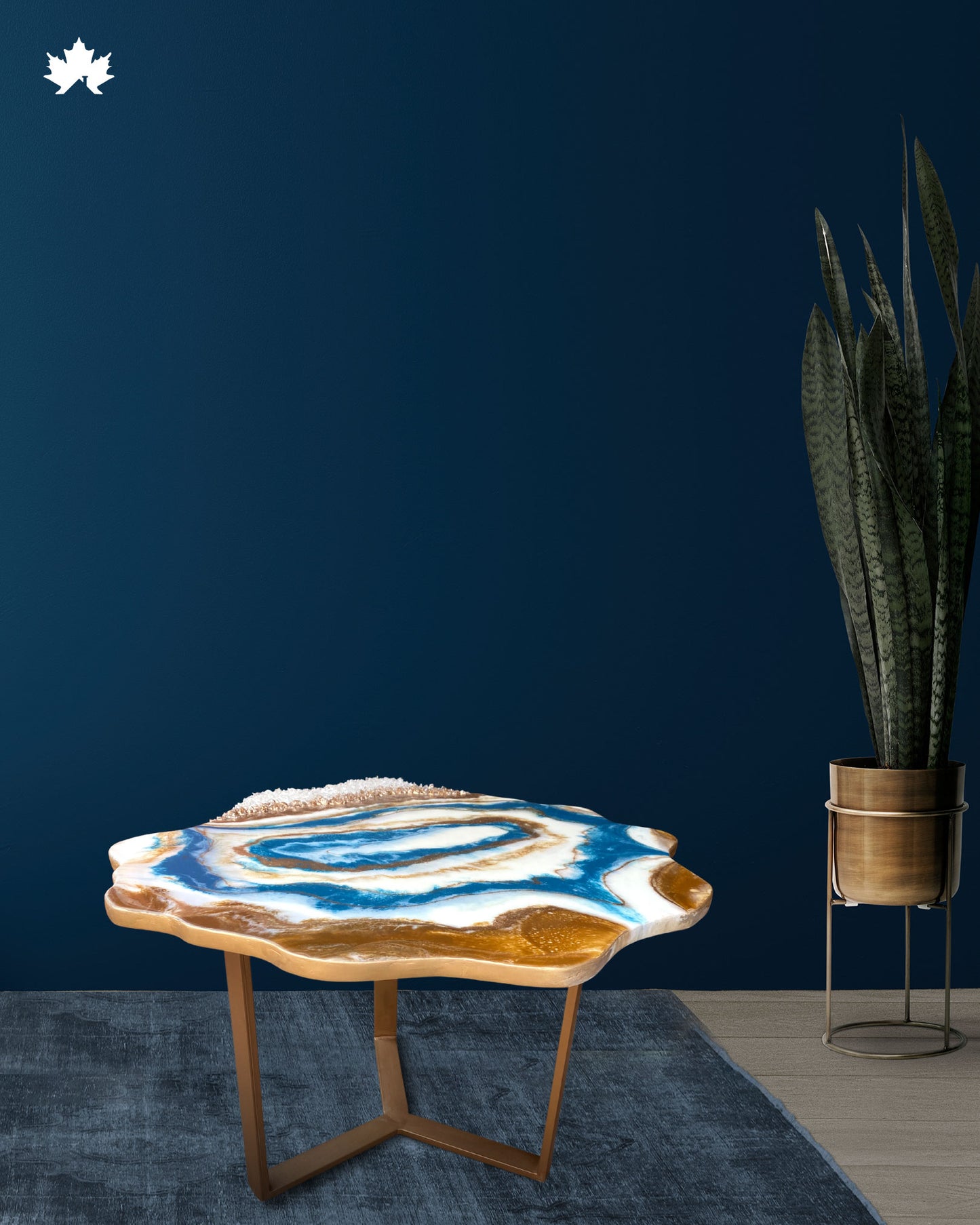 Abstract Center Table in Zirakpur – Blue Geode Epoxy Art Table | Fankaarlok
