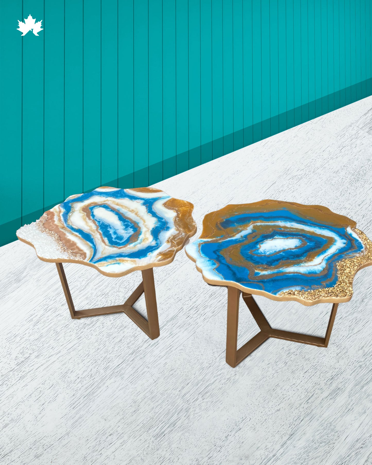 Abstract Center Table in Zirakpur – Blue Geode Epoxy Art Table | Fankaarlok