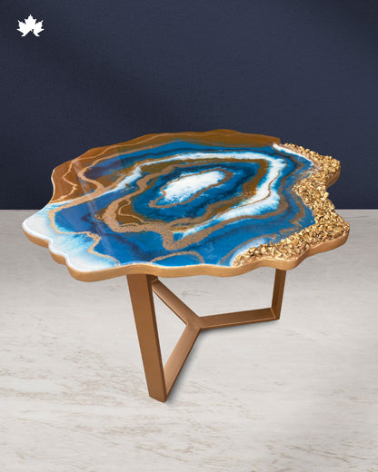 Abstract Center Table in Zirakpur – Blue Geode Epoxy Art Table | Fankaarlok