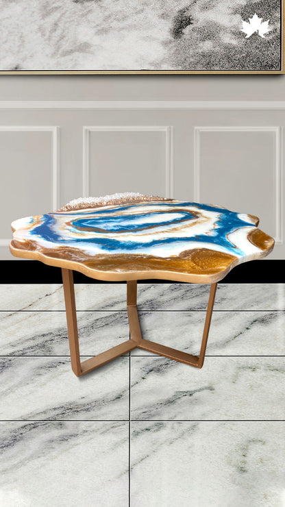 Abstract Center Table in Zirakpur – Blue Geode Epoxy Art Table | Fankaarlok