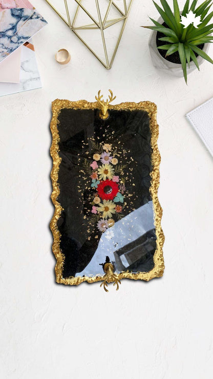 Luxury Serving Tray | Handcrafted Designer Tray with Golden Finish - Fankaarlok