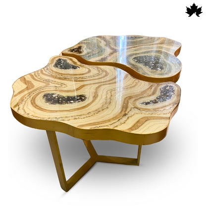 Set of 2 Center Tables – Luxury Geode Epoxy Coffee Table Set | Fankaarlok