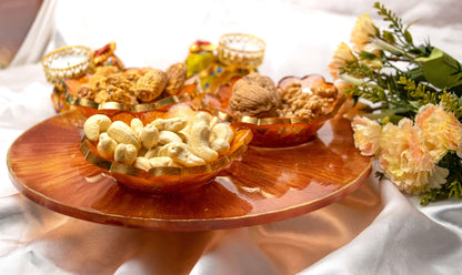 Premium Dry Fruit Serving Set | Luxury Handcrafted Platter with Bowls - Fankaarlok
