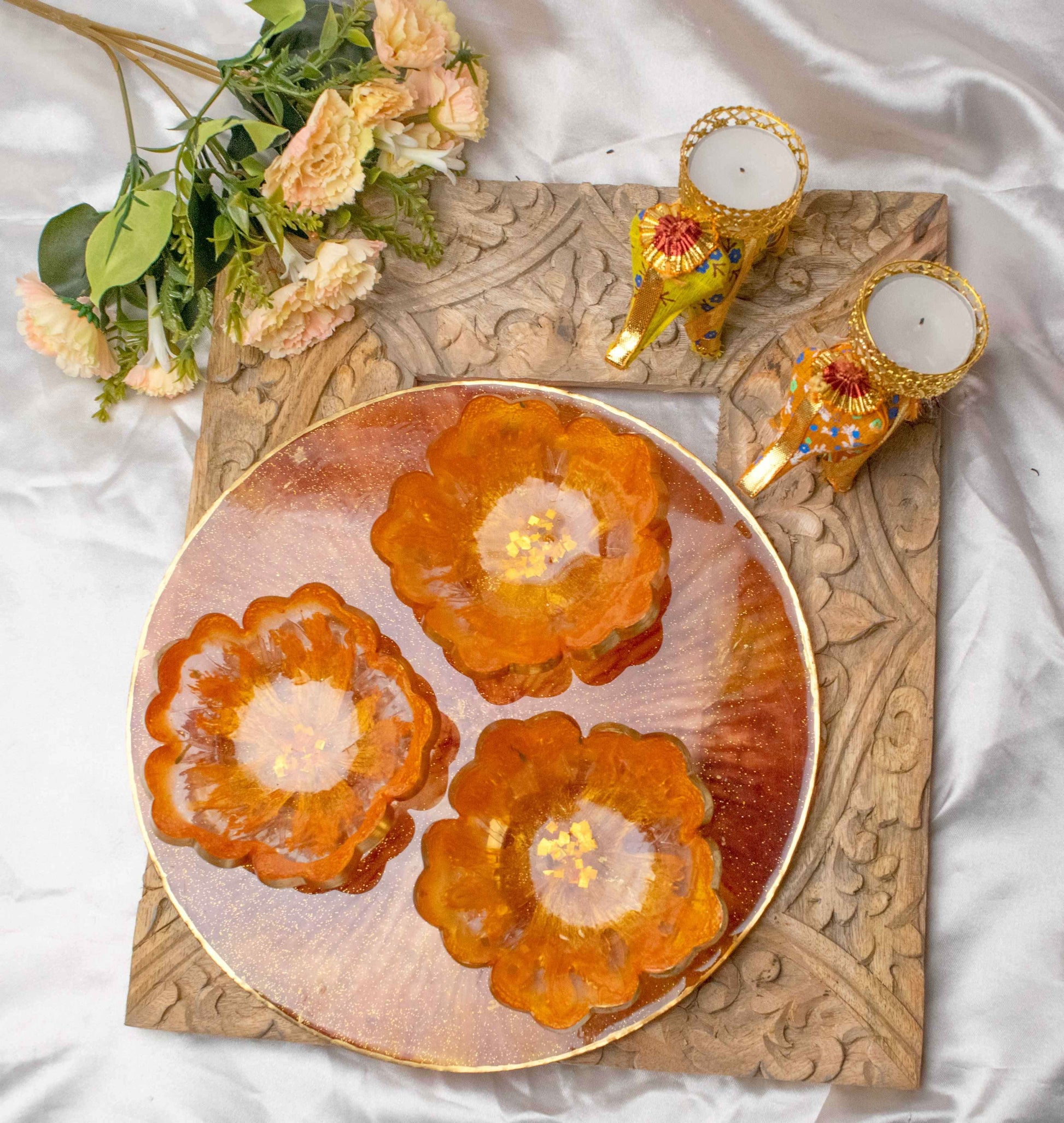 Premium Dry Fruit Serving Set | Luxury Handcrafted Platter with Bowls - Fankaarlok