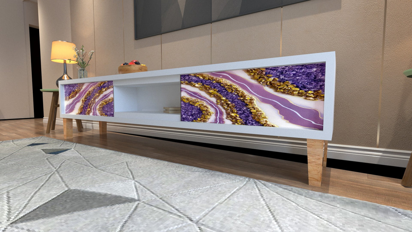 Living Room Storage Console – Modern Resin & Wood Cabinet | Fankaarlok