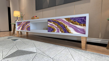 Living Room Storage Console – Modern Resin & Wood Cabinet | Fankaarlok