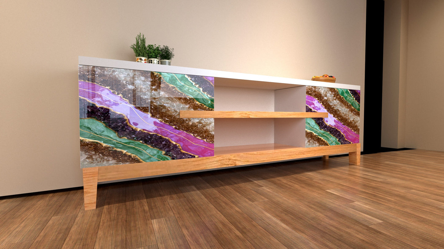 Wooden TV Console – Modern Resin & Wood Entertainment Unit | Fankaarlok