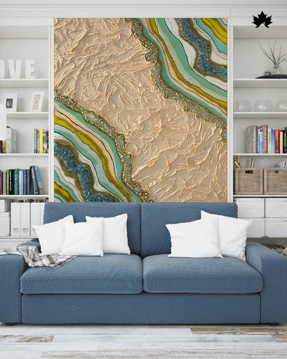 Golden Canyon Drift – Resin Handcrafted Wall Art | Fankaarlok